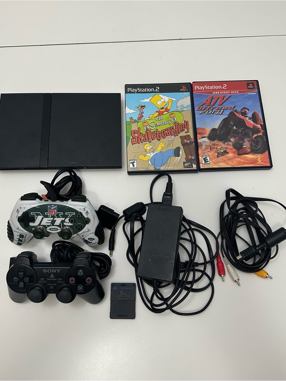Sony PlayStation 2 Slim Console Bundle Black with Controllers and Games